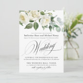 CreamyFloral Eucalyptus Script Calligraphy Wedding Kaart (Staand voorkant)