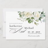 CreamyFloral Eucalyptus Script Calligraphy Wedding Save The Date (Voorkant)