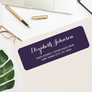 Create Custom Elegant Dark Purple Return Address Etiket