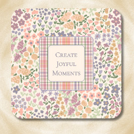 Create Joyful Moments Floral Plaid Coaster Set Bier Onderzetter