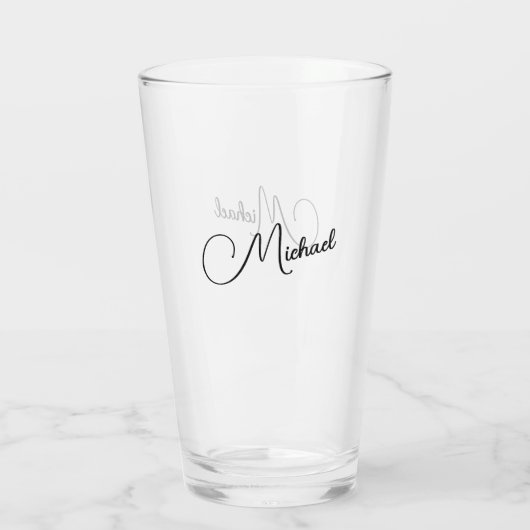 Create Modern Typography Monogrammed Beer Glass Glas (Achterkant)