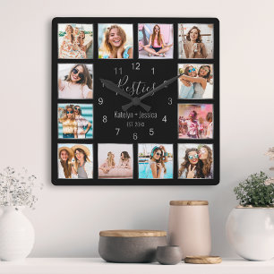 Create Your Custom Photo Collage Modern Friendship Vierkante Klok