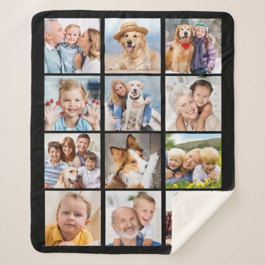 Create Your Family Photo Collage Simple 12 Picture Sherpa Deken (Voorkant)