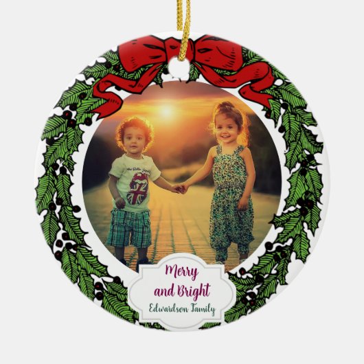 Create your Merry and Bright family christmas Keramisch Ornament (Voorkant)