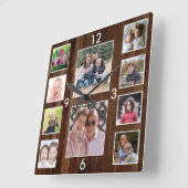 Create Your Own 10 Photo Collage Pallet Wood Vierkante Klok (Hoek)