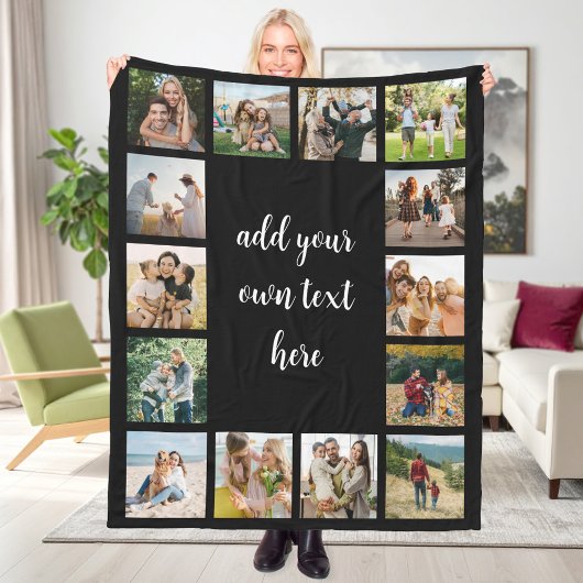 Create Your Own 14 Photo Collage Fleece Deken