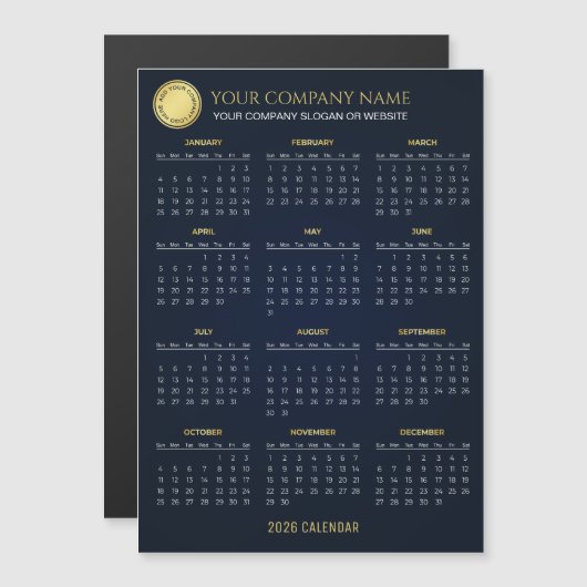 Create Your Own 2026 Company Calendar | Magnet (Devant / Derrière)