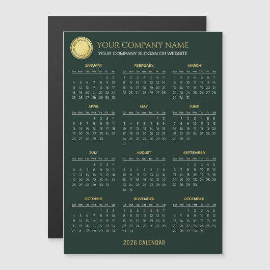 Create Your Own 2026 Company Calendar | Magnet (Devant / Derrière)