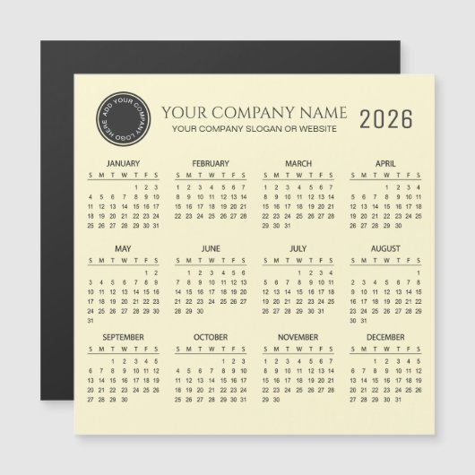 Create Your Own 2026 Company Calendar | Magnet (Devant / Derrière)