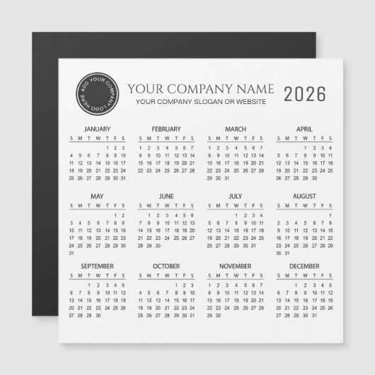Create Your Own 2026 Company Calendar | Magnet (Devant / Derrière)