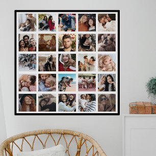 Create Your Own 25 Square Photo Collage Poster