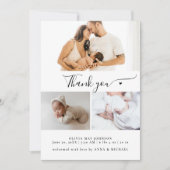 Create Your Own 3 Collage Multi Photo Baby New Bedankkaart (Voorkant)