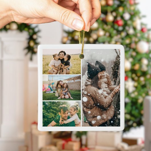 Create Your Own 4 Photo Collage Christmas Keramisch Ornament
