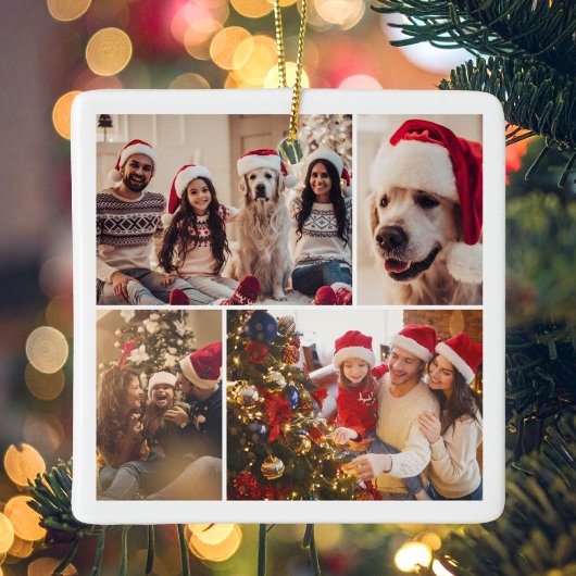 Create Your Own 4 Photo Collage Christmas Keramisch Ornament