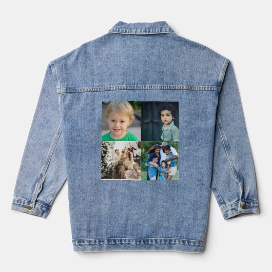 Create Your Own 4 Photo Collage Denim Jacket (Achterkant)