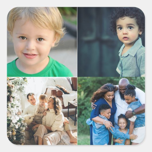 Create Your Own 4 Photo Collage Vierkante Sticker (Voorkant)