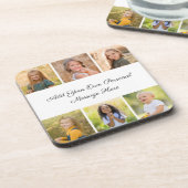 Create Your Own 6 Photo Collage Add Your Greeting Bier Onderzetter (Linkerzijde)