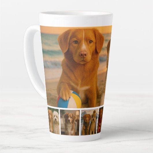 Create your own 7 photo collage personalized latte mok (Linkerhoek)