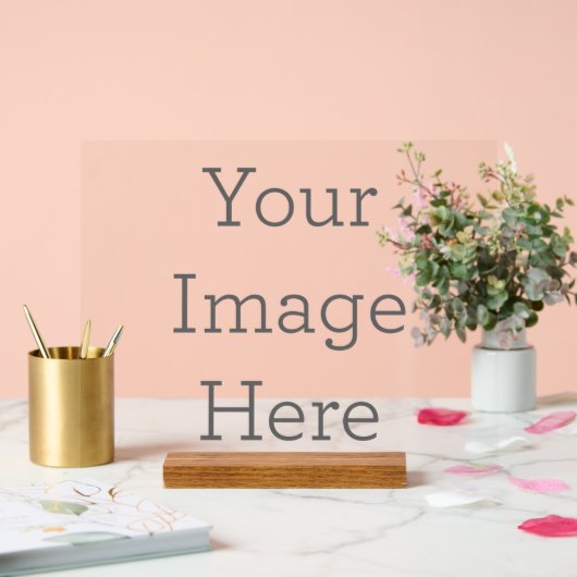 Custom 27,9 cm x 35,5 cm Acryl Bord, met houten blok (Huwelijk)