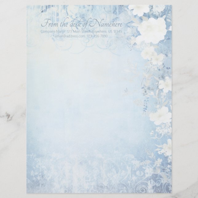 Create Your Own Blue Shabby Chic Apple Blossoms Briefhoofd (Voorkant)