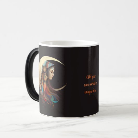 Create Your Own Boho Crescent Moon & Feathers Magische Mok (Voorkant links)