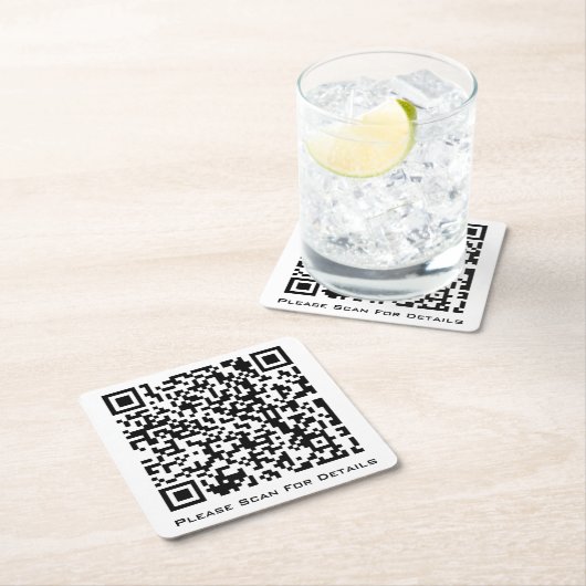 Create Your Own Business QR code Vierkante Kartonnen Onderzetter (Insitu)