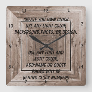 CREATE YOUR OWN CLOCK VIERKANTE KLOK