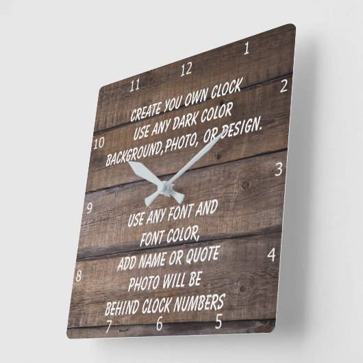 CREATE YOUR OWN CLOCK VIERKANTE KLOK (Hoek)
