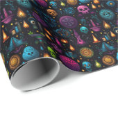 Create Your Own Colorful Symbols & Skulls Black Cadeaupapier (Rol Hoek)