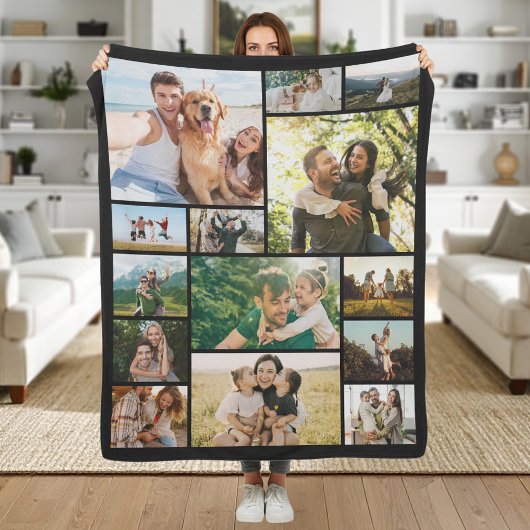Create Your Own Custom 14 Photo Collage Fleece Deken