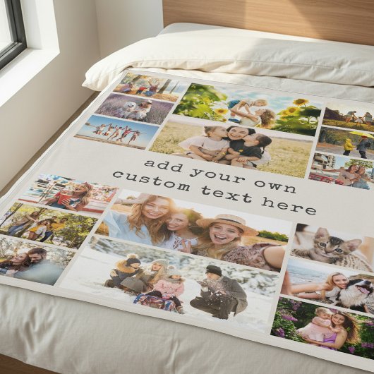 Create Your Own Custom 16 Photo Collage Fleece Deken
