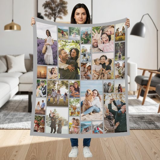 Create Your Own Custom 28 Photo Collage Fleece Deken