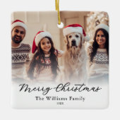 Create Your Own Custom 2 Photo Merry Christmas Keramisch Ornament (Voorkant)
