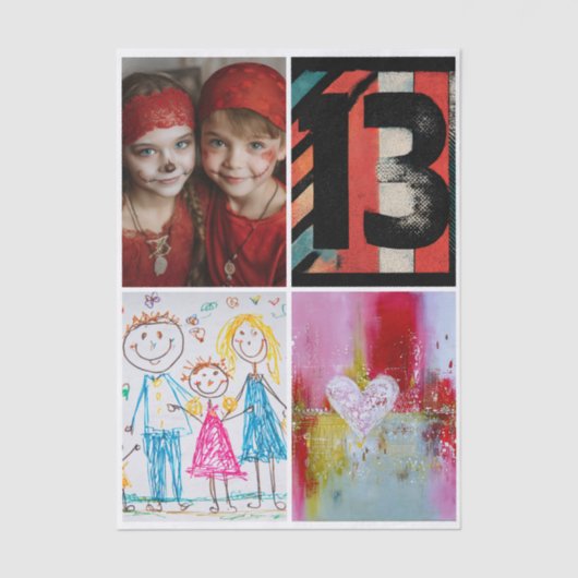 Create Your Own Custom 4 Photo Portrait Decoupage Tissuepapier (Voorkant)