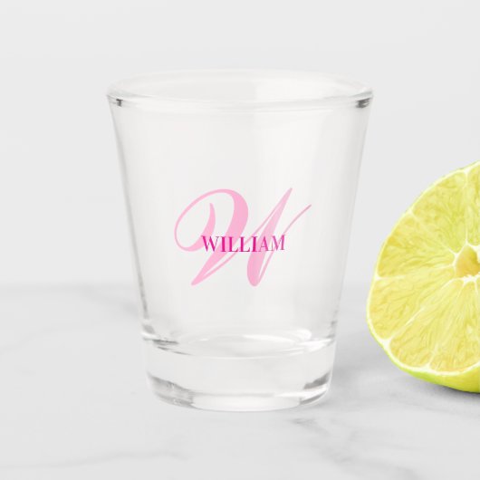 Create Your Own Custom Monogram And Name Pink Shot Glas (Voorkant)