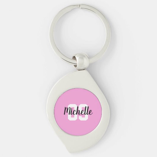 Create Your Own Custom Name Number Pink Soccer Sleutelhanger (Voorkant)