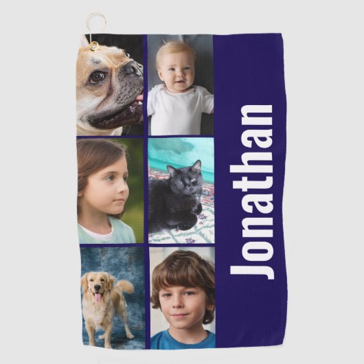 Create your own custom photo men's navy blue golfhanddoek (Voorkant)