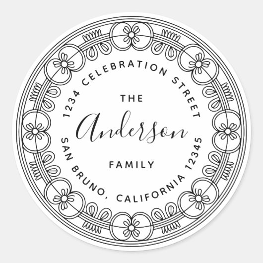 Create Your Own Custom Script Family Name Address Ronde Sticker (Voorkant)