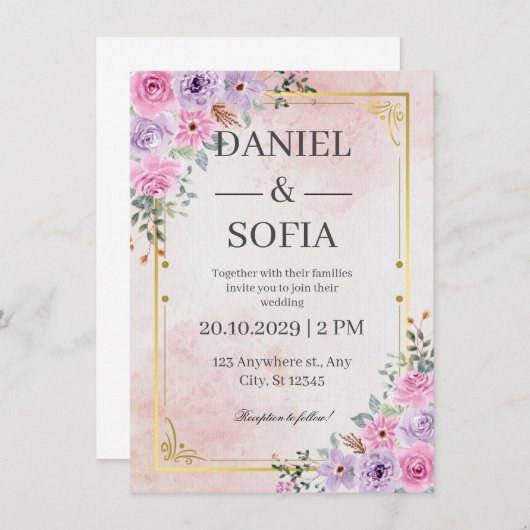 Create Your Own Custom Wedding Invitation Cards (Devant / Derrière)