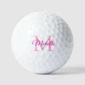 Create Your Own Elegant Monogram Initial Name Pink Golfballen (Voorkant)