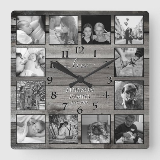 Create Your Own Family Keepsake Square Wall Clock Vierkante Klok (Voorkant)