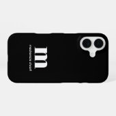 Create Your Own Monogrammed Modern Initials Black iPhone 16 Hoesje (Achterkant horizontaal)