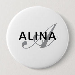 Create Your Own Name Monogram Design 4'' Round Ronde Button 4,0 Cm