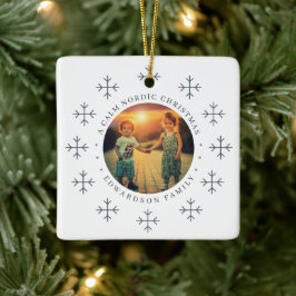 Create your own nordic family photo christmas keramisch ornament
