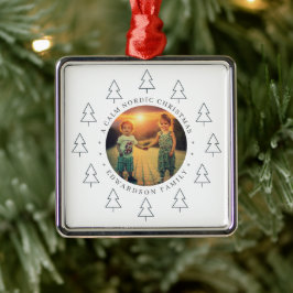 Create your own nordic family photo christmas metalen ornament