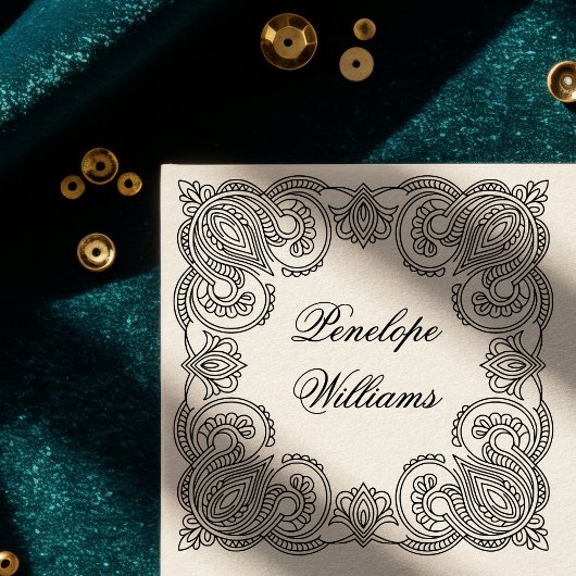 Create Your Own Ornate Paisley Personalized Name Zelfinktende Stempel