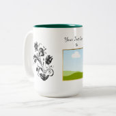 Create Your Own personalized Template Text  Tweekleurige Koffiemok (Voorkant links)