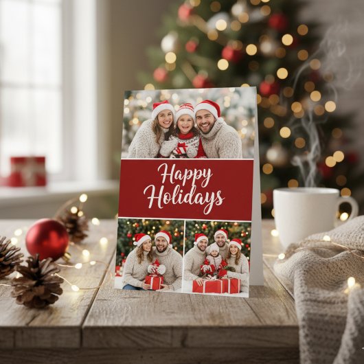 Create Your Own Photo Collage Red Background Feestdagenkaart