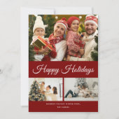 Create Your Own Photo Collage Red Background Feestdagenkaart (Voorkant)