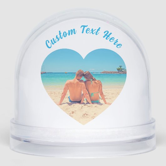 Create Your Own Photo Heart Snow Globe Custom Text (Avant)